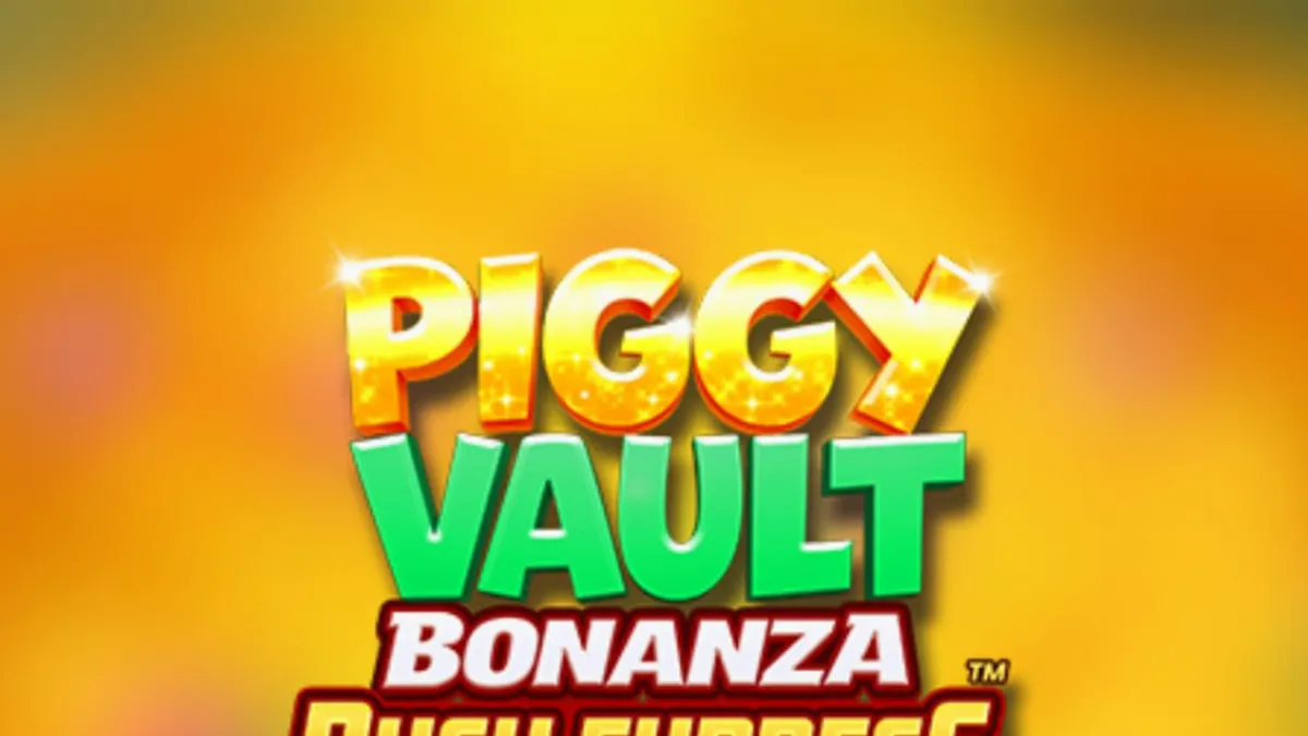 Tampilan visual mesin slot Piggy Vault Bonanza Rush Express dengan tema emas dan brankas